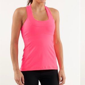 Lululemon Scoop Neck Tank Top Flash Pink Mesh Racerback Active Workout Size 4.